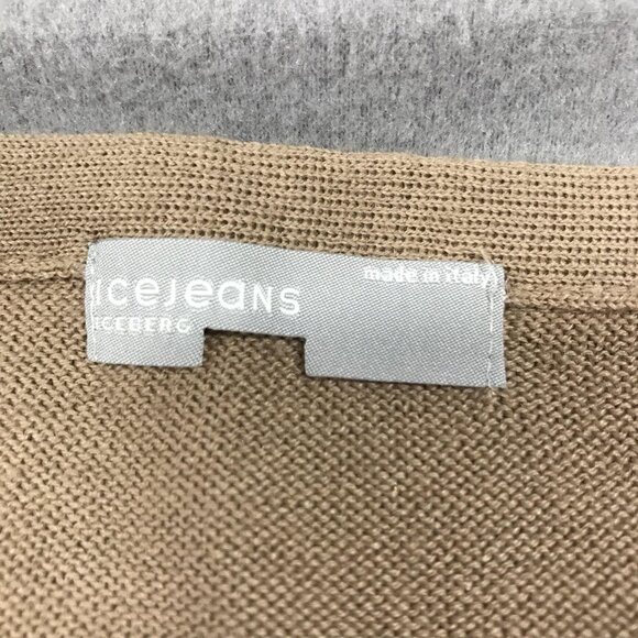Iceberg Ice Jeans Cardigan Sweater Womens Small Beige Logo Monogram Made Italy - Picture 4 of 11